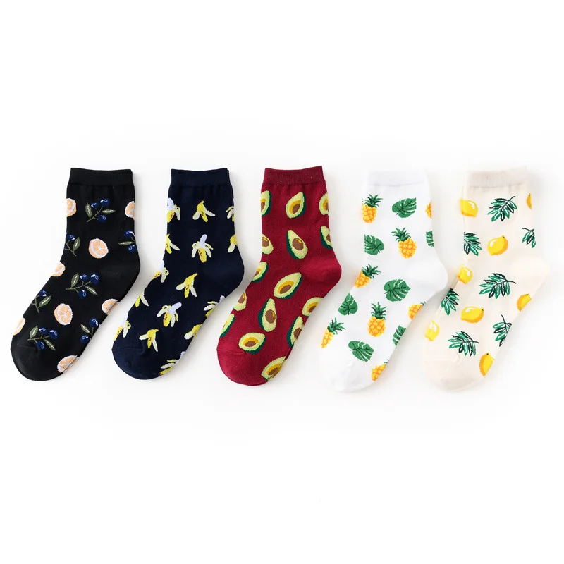 REFJJ Китай свежие носки с фруктами лимон авокадо ананас черешня черника оранжевый