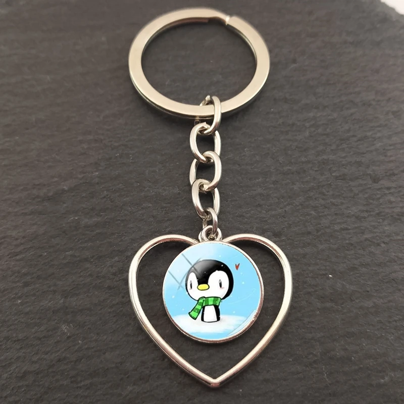 Милый картина с пингвином кулон сердце брелок ручной работы ювелирные