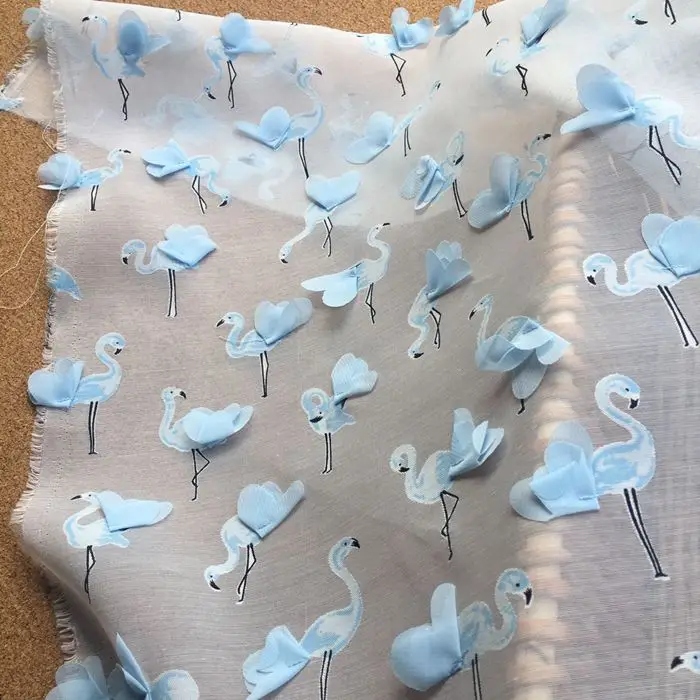 1 м/упак. из трехмерного качества Фламинго шифоновая одежда платье половина