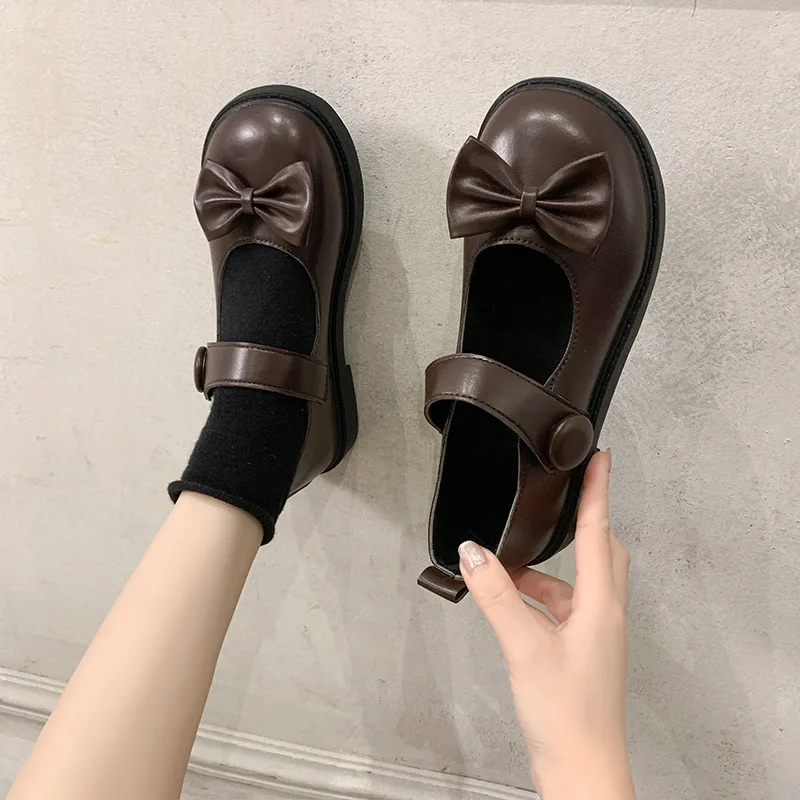 Туфли женские на платформе милая униформа в стиле Лолиты с ремешком и пряжкой