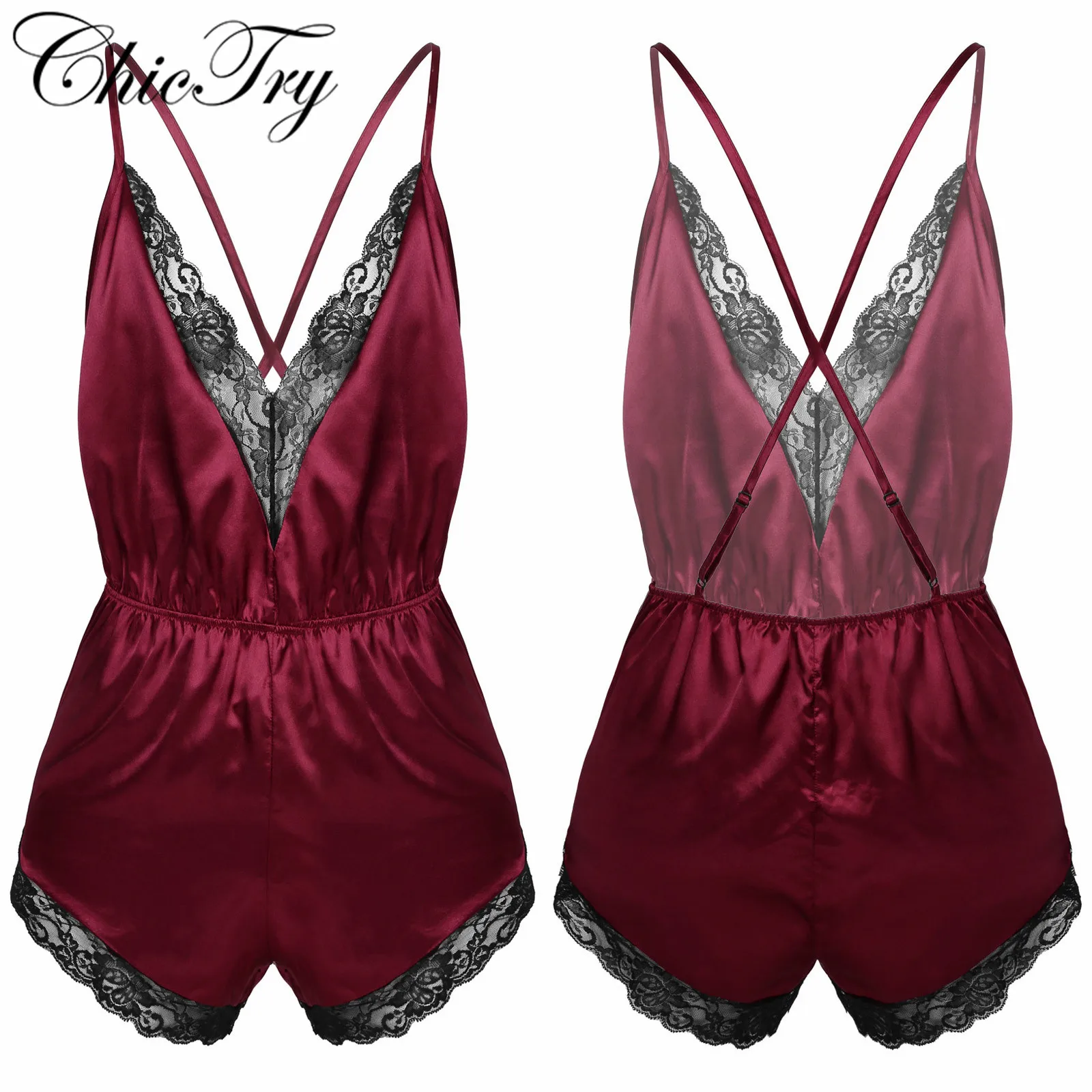 Нижнее белье Sissy Пижама ChicTry мужская с V-образным вырезом атласная одежда для сна