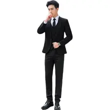 Venda quente preto peaked lapela único breasted formal custome homme ternos de casamento para homem negócios diário fino ajuste wear 3 peças (4)