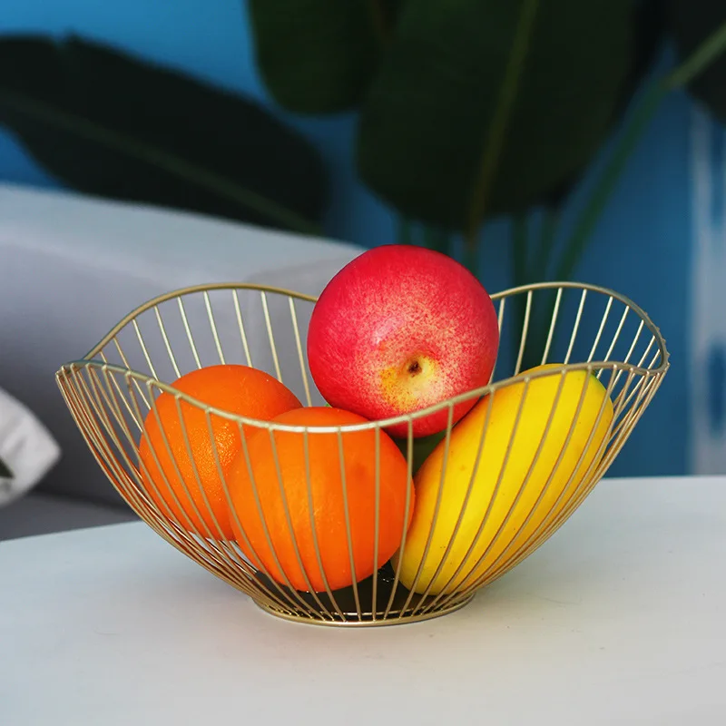 

Nordic Creative Fruit Basket Iron Art Household Fruit Plate Snack Storage Basket Living Room Desktop Storage