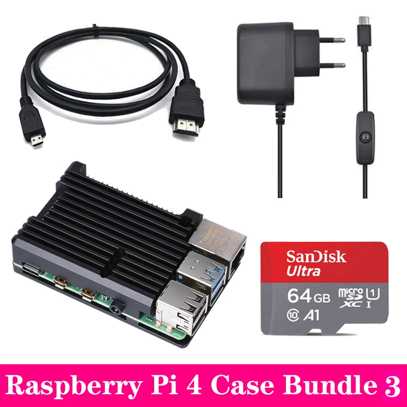Raspberry Pi 4 алюминиевый корпус защитный сплав корпус коробка охлаждающая пластина корпус с адаптером питания для Raspberry Pi 4B Pi4
