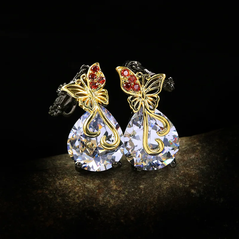 Серьги женские из серебра 925 пробы с фианитом в вечерние капли воды | Украшения и