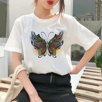aesthetic soothing women t shirt vintage 90s short sleeve colorful butterfly streetwear cartoon leisucre top funny kawaii tshirt