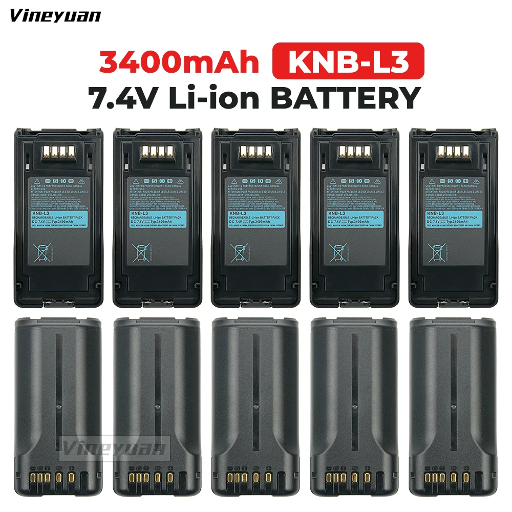 10X 3400mAh KNB-L3 аккумулятор для Kenwood VP6230 TK-5430 NX-5000 NX-5200 NX-5300 Series Walkie Talkies, сменная литий-ионная батарея