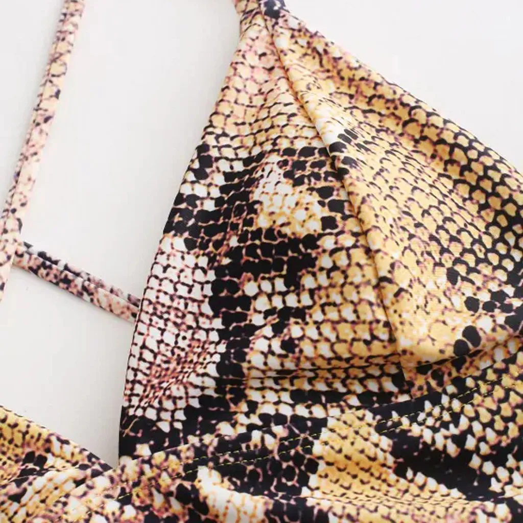 Женское бикини 2020 змеиный принт купальник сексуальный с перекрестными