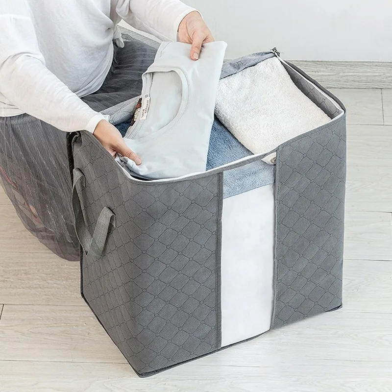 

Quilt Foldable Storage Bag Non-woven Fabric Storage Box Wardrobe Clothes Finishing Organizer Box Dustproof Moisture-Proof