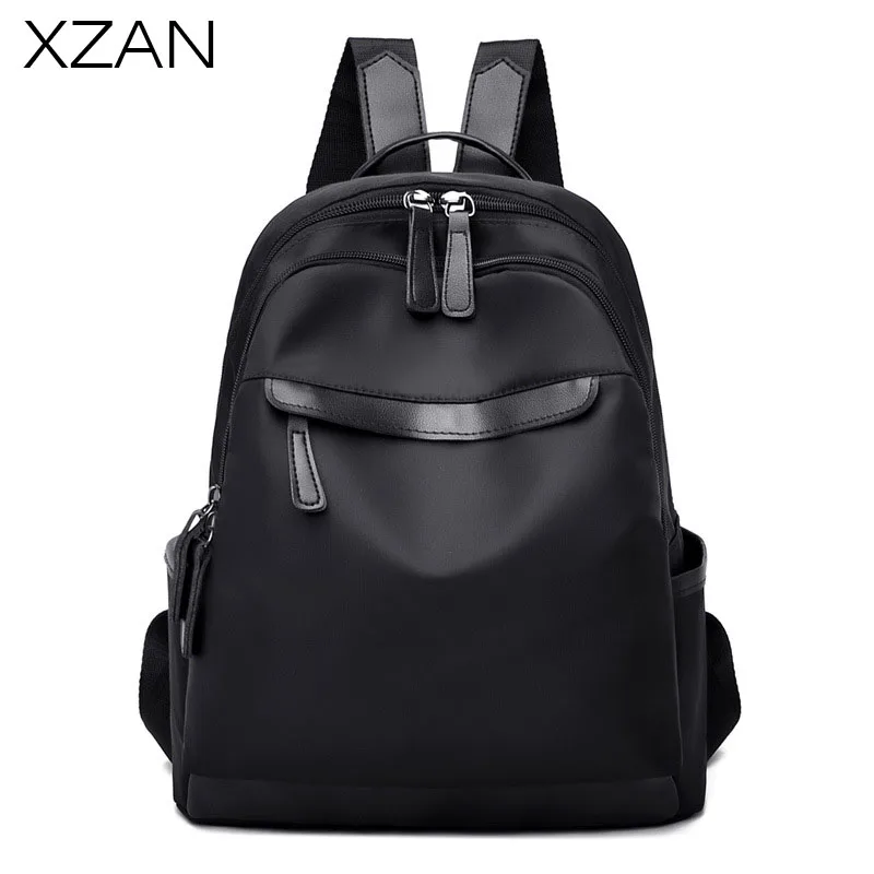 

High Quality Women Waterproof Pack Solid Color Zipper Backpack Schoolbag Pack with Earphone Jack bolso mujer Women Bag