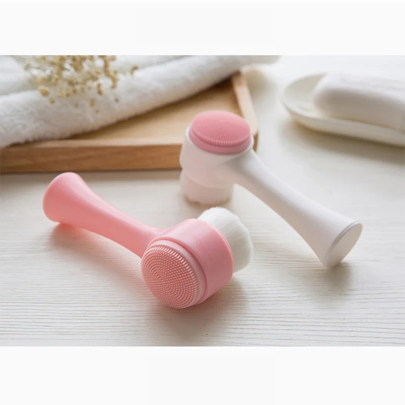 Двухсторонняя силиконовая мини-щетка для очищения лица глубокое очищение пор