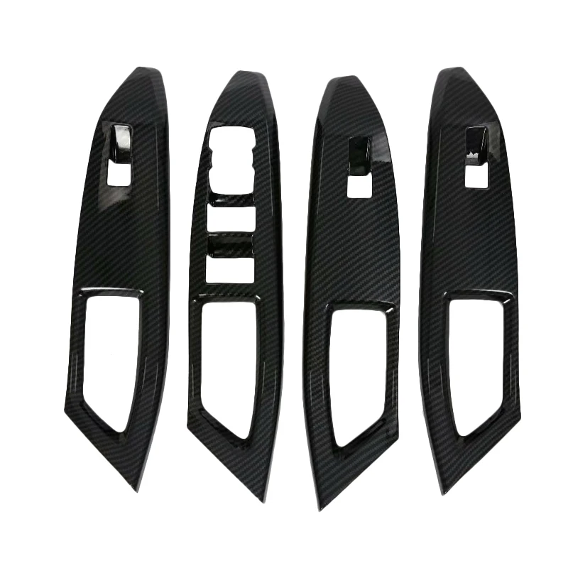 Углеродное волокно стиль салона автомобиля подлокотник окно Лифт кнопка