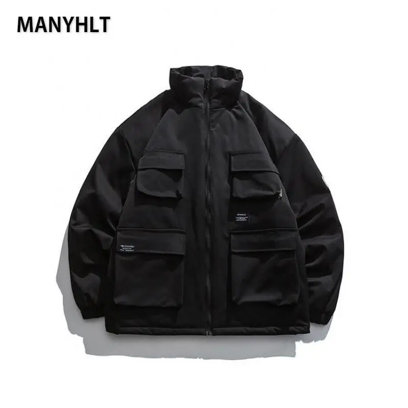 

Мужская куртка в стиле хип-хоп MANYHLT, свободная теплая Толстая куртка, мужское повседневное высококачественное пальто, теплая зимняя парка, з...