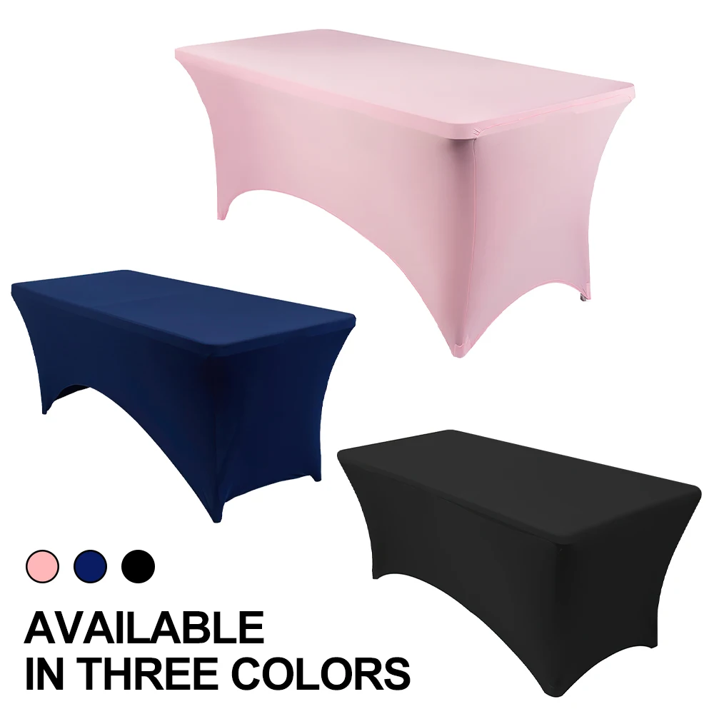 

6FT Black/Navy/Light Pink Polyseter Table Cloth Stretchy Tablecloth for Wedding/Party Decoration Kitchen Decor table cloth