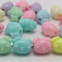 50 mixed pastel color acrylic cute cat beads charms 14x12mm