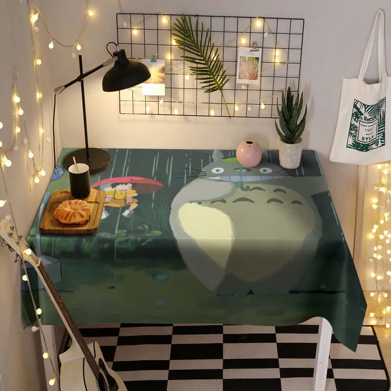 Мультяшная скатерть с принтом Тоторо в японском стиле Полиэстеровая
