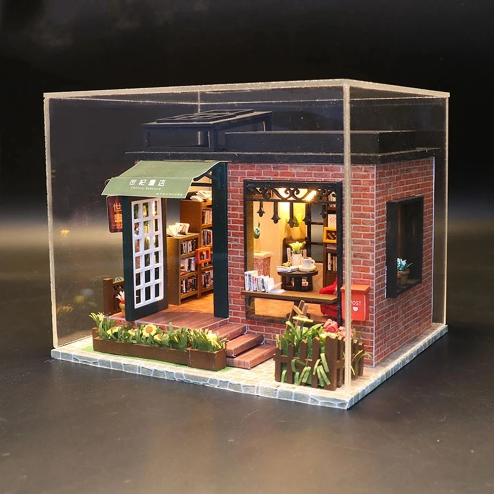 

DIY Book Store Wooden Doll Houses 3D Miniature Furniture Toys for Kids Christmas Birthday New Year Gifts