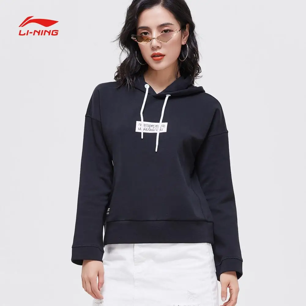 Li-Ning Women The Trend Hoodies 70.9% Cotton 29.1% Polyester Loose Fit LiNing Sports Hooded Pullovers AWDP088 CJFM19 | Спорт и