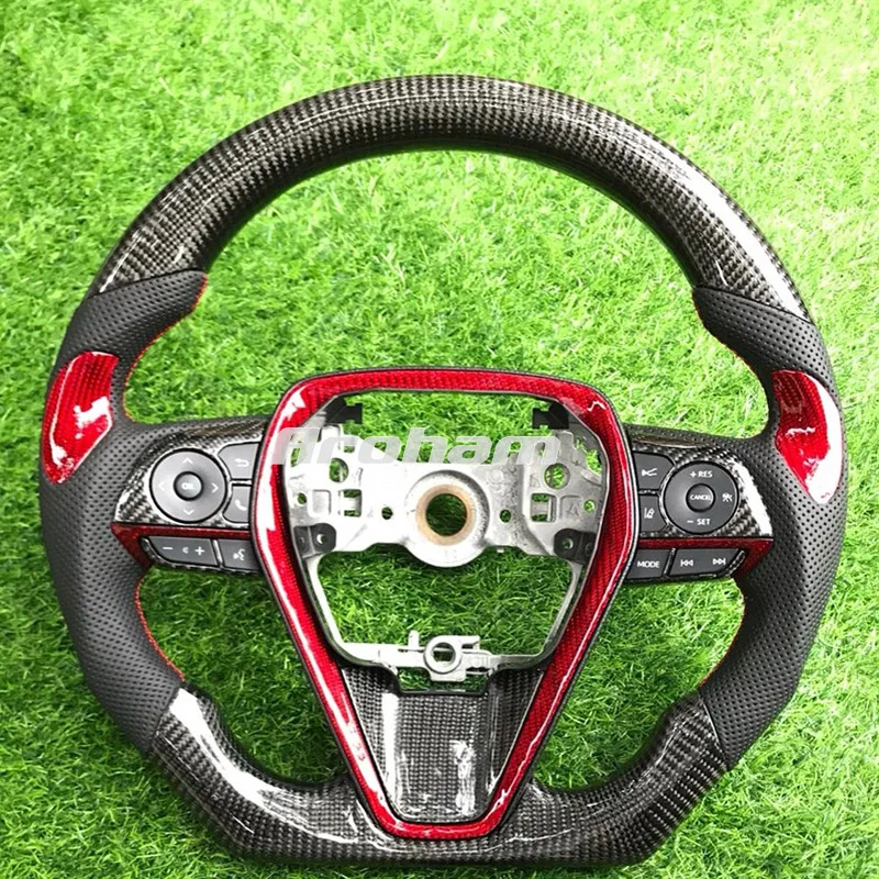 

Custom Carbon Fiber Leather Steering Wheel For Toyota RAV4 AX50 Corolla G12 Axio Altis Camry Xv70 Avalon 2019 2020 2021