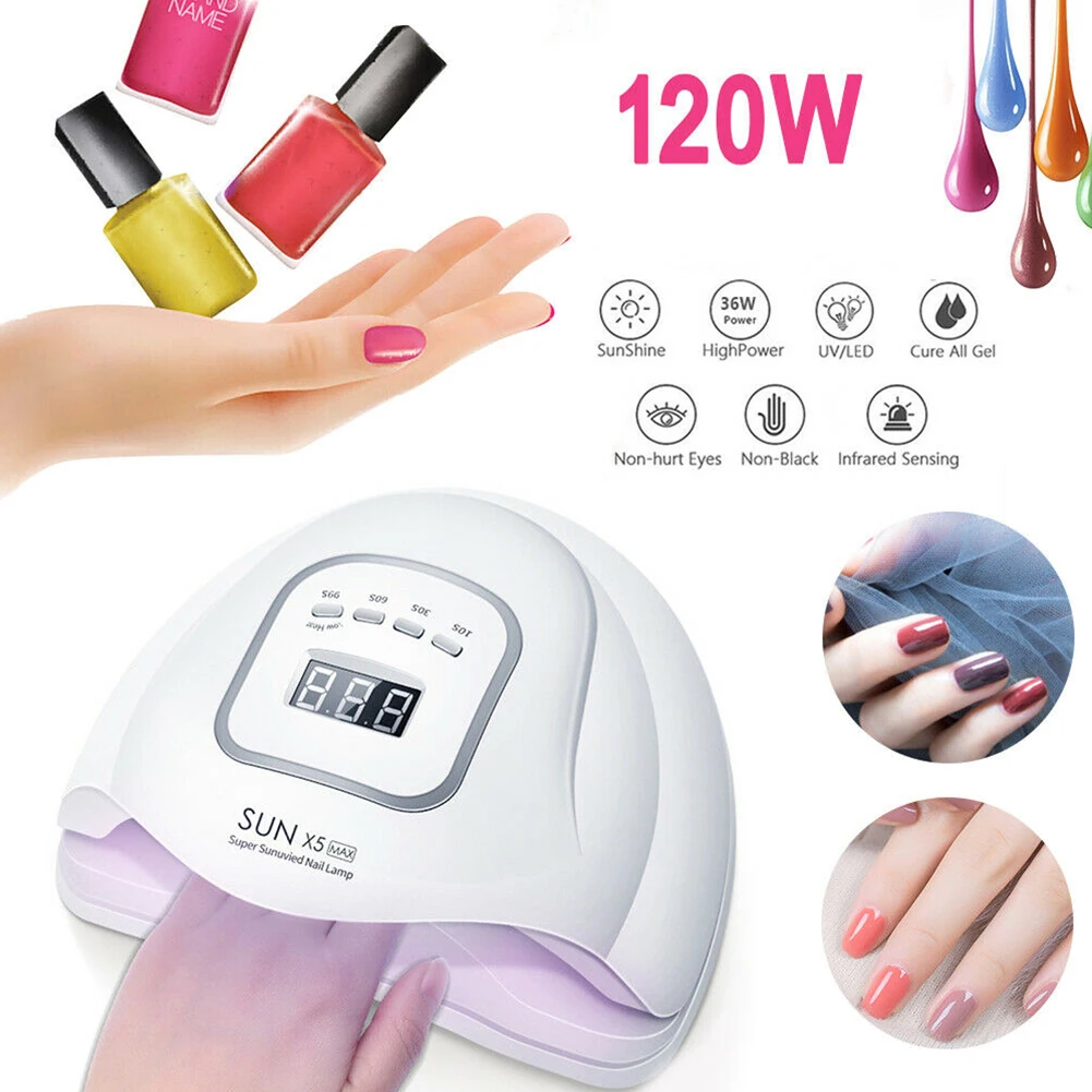 

120W Digital Display Quick-drying Phototherapy ABS Manicure Machine Infrared UV LED Lamp Home Magnetic Adsorption Gel Nail Dryer