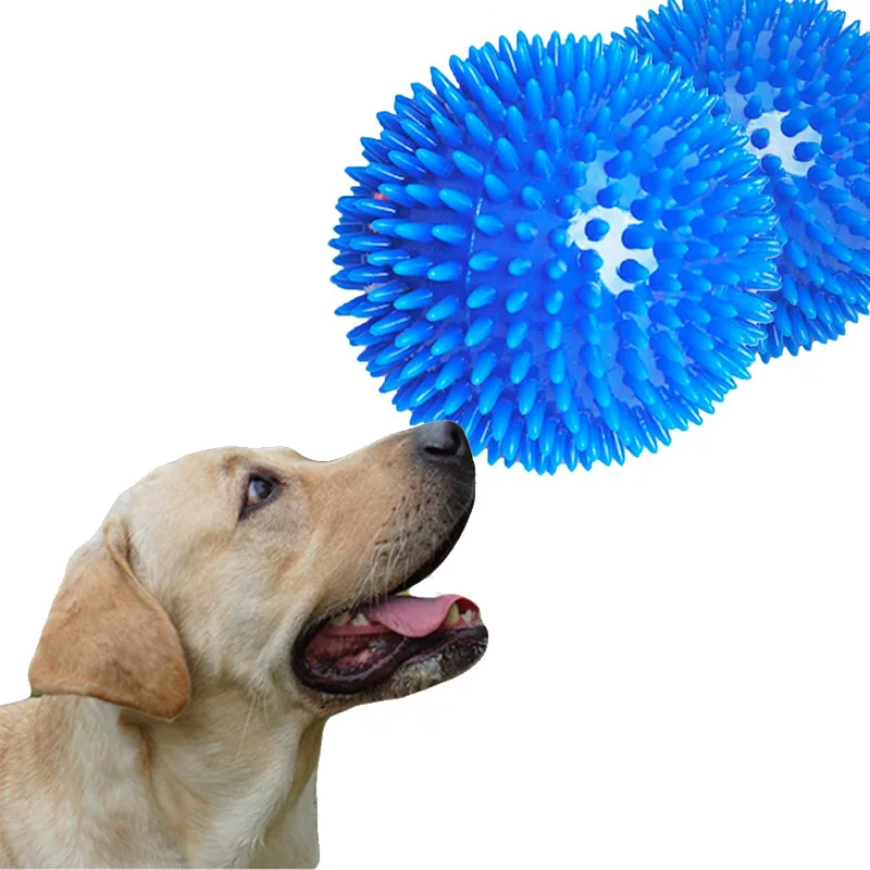 

Durable Puppy Dog Squeaky Chew Ball Toys Bite Resistant Non-Toxic Soft Natural TPR Rubber Dog Pet Chew Tooth Cleaning Ring Toy