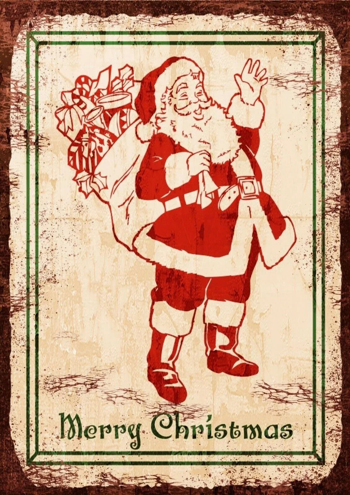 

Merry Christmas Vintage Retro Santa Claus Metal Sign, Gift, Seasonal, Holiday