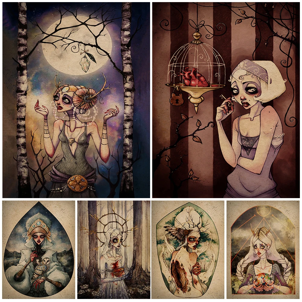 

The Guardian Of The Forest And Troll Witch Wall Art Canvas Painting The Prayers Of The Witches Art Poster And Prints Decoration