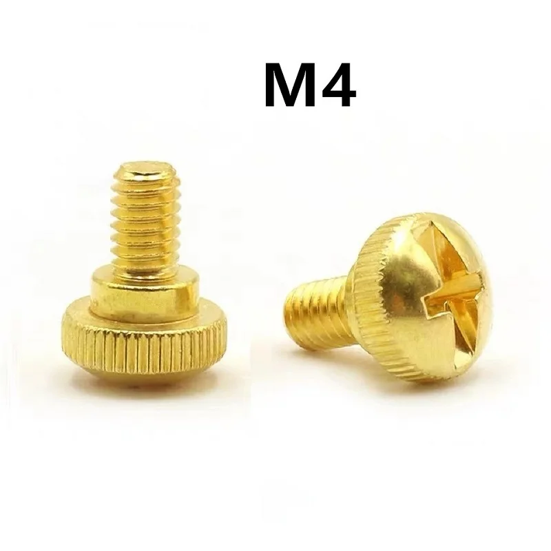 

50PCS Knurled Step Screw M4x6mm Coin Slot Hand Locking Fixing Compound Addition and Subtraction Slot Hand Tightening Brass Screw