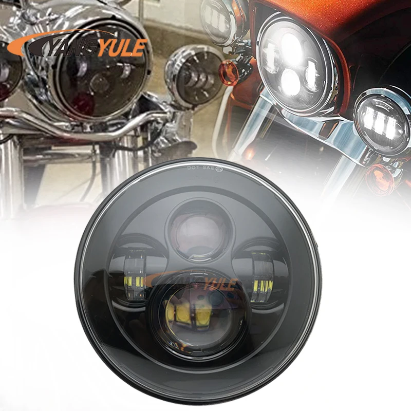 1X 7 дюймов светодиодные фары H4 Hi/ближнего и дальнего света с сигнал поворота Ангел