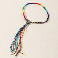 bohemia ethnic handmade thread adjustbale bracelet long tassel pendant bracelet bangles for female women beach vacation jewelry