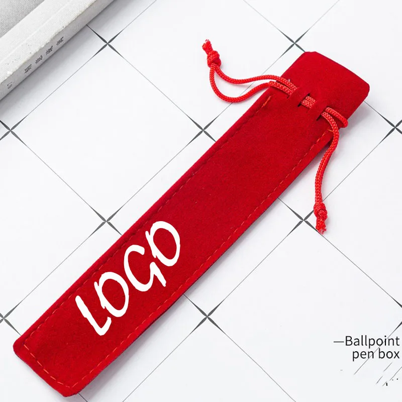 200 шт. черный бархатный чехол с персонализированным принтом логотипа для ручки