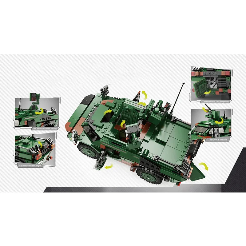 

WW2 Military Series World War II Fennek Wheeled Armored Reconnaissance Vehicle DIY Model Building Blocks Toys Gifts