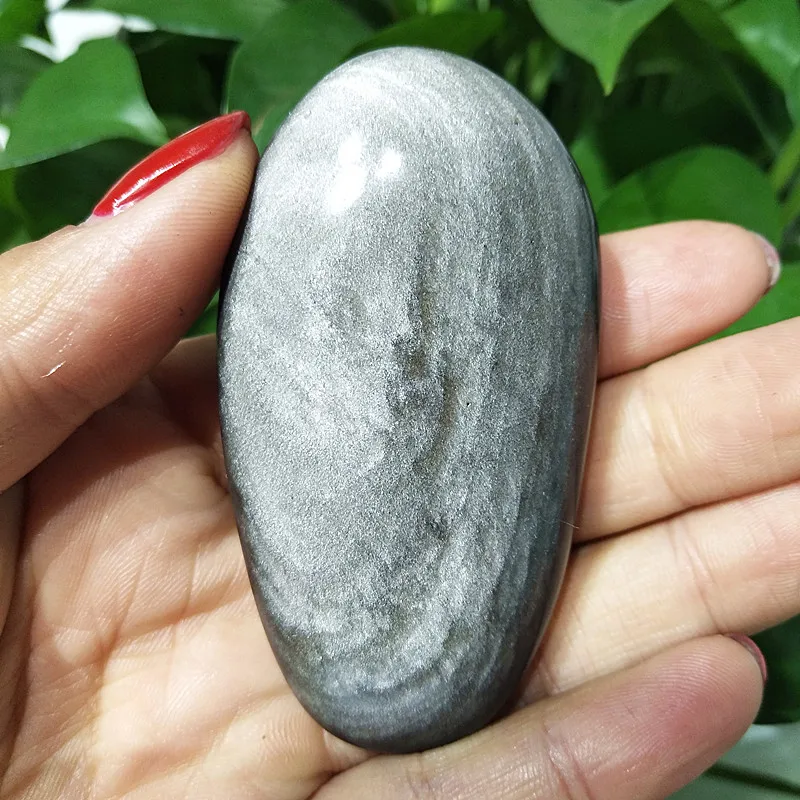 

Natural stone Silver light obsidian Palm stone Beautiful gem Wizard chakra Spiritual Energy Meditation Reiki healing crystal hom