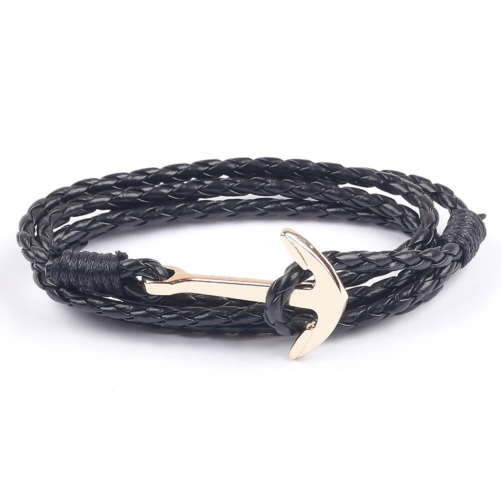 Браслет CUTEECO с якорем для мужчин и женщин многослойный из искусственной кожи