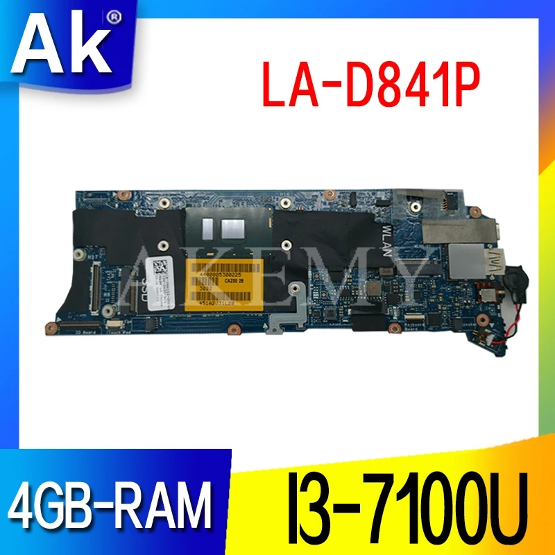 

LA-D841P Laptop motherboard For DELL XPS-13 9350 original mainboard 4GB-RAM I3-7100U