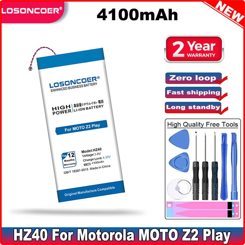 LOSONCOER 4100mAh HZ40 Battery For Motorola MOTO Z2 Play XT1710-08 XT1710 XT1710-09 XT1710-11 |
