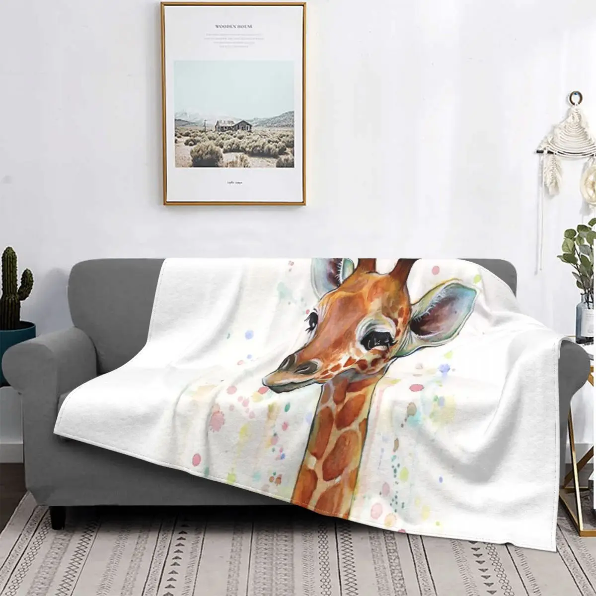 

Manta con pintura de acuarela de jirafa para Baby, colcha, edredones a cuadros, toalla de playa, manta double для детей
