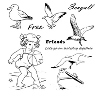new 2021 girl clear stamps seagull holiday album background stamps frames crafts card no metal cutting die scrapbooking