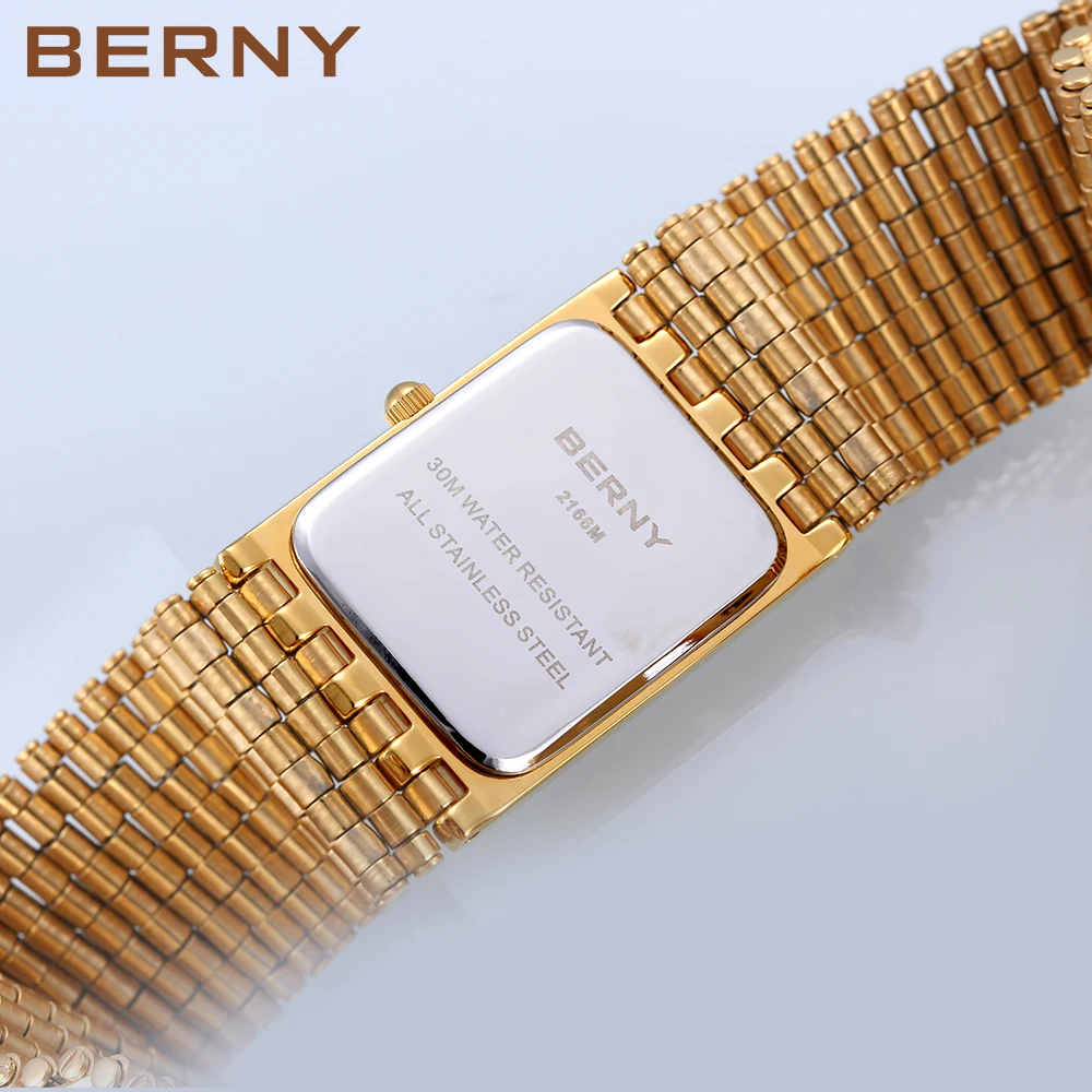 BERNY Luxury Casual Gold Diamond Women Watches 30m Waterproof Stainless Steel Ladies Quartz Wristwatch Gift Relógio Feminino enlarge