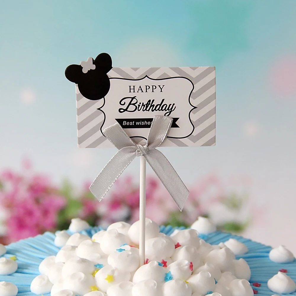 Сделай Сам С Днем Рождения буквы и бант торт кекс топперы бумажные вставки для