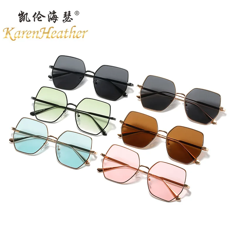 

Fashion Polygonal Sunglasses with Big Frame Glasses Brand Design Anti-ultraviolet UV400 Casual Sunglasses for Adult,Women,Men
