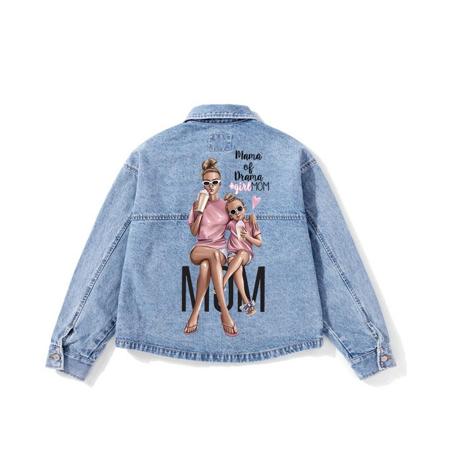 Diy девушка патч для одежды термо-Стикеры мамы ребенка печать на футболке