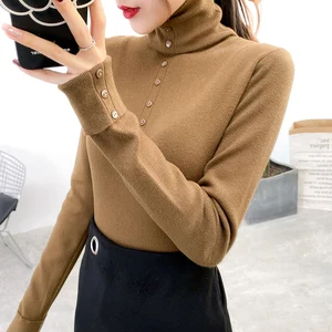 Осень-зима 2020, женская одежда, Новый кашемировый свитер, Женский вязаный свитер, Модный женский свободный свитер с высоким воротником, пуловер