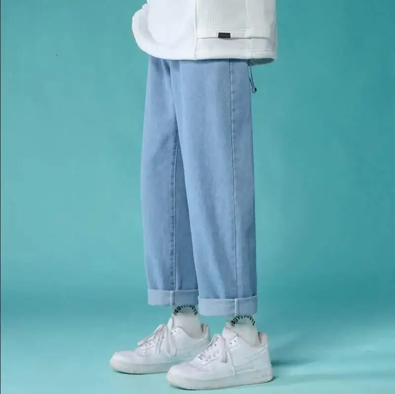 DIMI Korean Trendy Streetwear Students Chic Wide Leg Pant Men Jeans Autumn Male Trousers Retro Loose