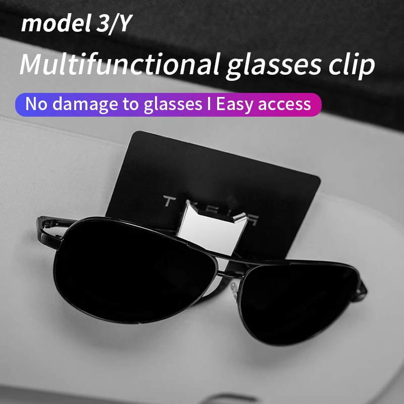 

Автомобильный зажим для очков Tesla model 3, модель y, x, s, солнцезащитный козырек, зажим для карт, кошелек, застежка, аксессуары для очков