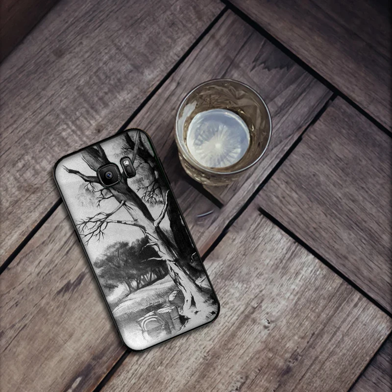 Эскиз пейзаж Мягкий силиконовый чехол для телефона samsung A3 4 5 6 Plus 7 8 910 20 30 40 50 60 70 2018