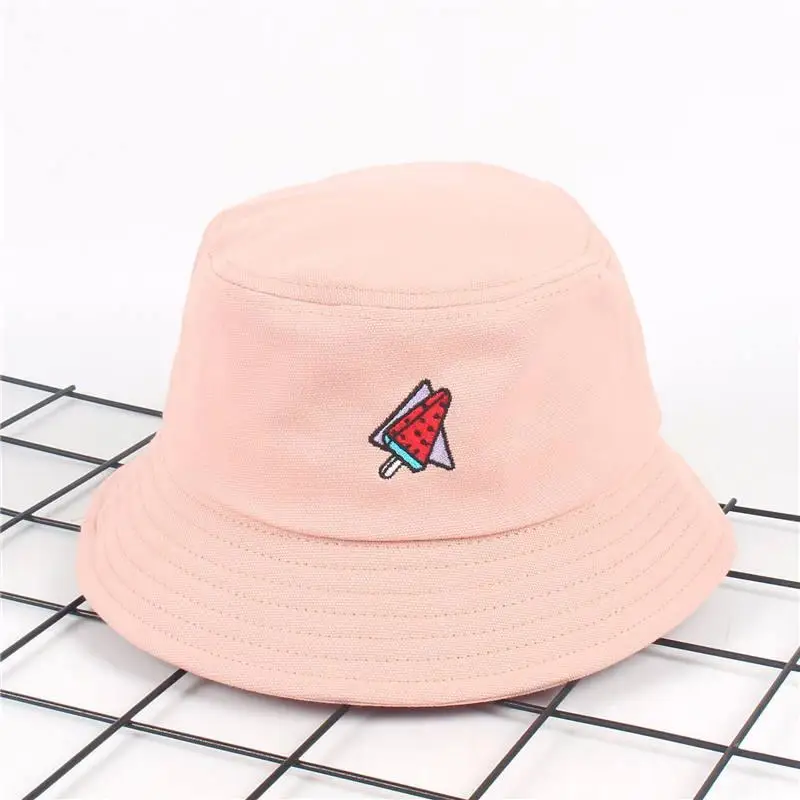 

2019 Cotton Cartoon Watermelon Bucket Hat Fisherman Hat Outdoor Travel Hat Foldable Sun Cap Hats for Men and Women 533