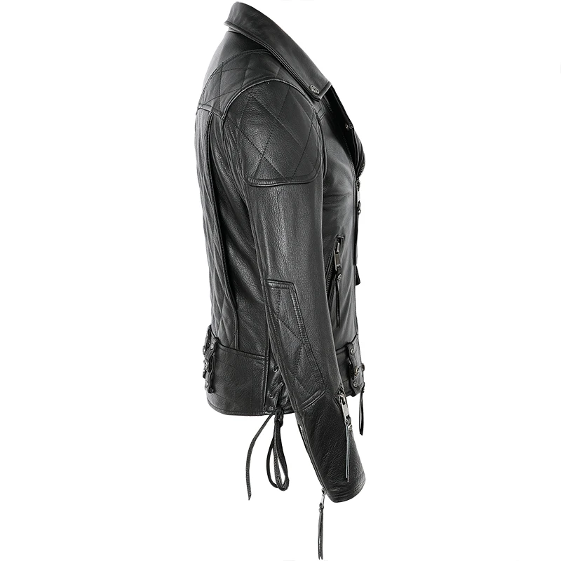 

2021 Black American Biker Style Genuine Leather Jacket Men Plus Size 4XL Real Natural Cowhide Slim Fit Motorcycle Natural Coat