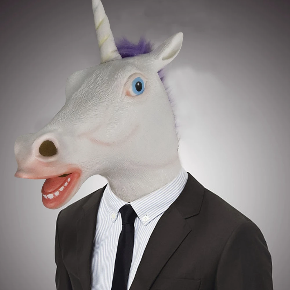 Маска единорога Molezu с пурпурными волосами на все лицо лошадью Хэллоуин новинка