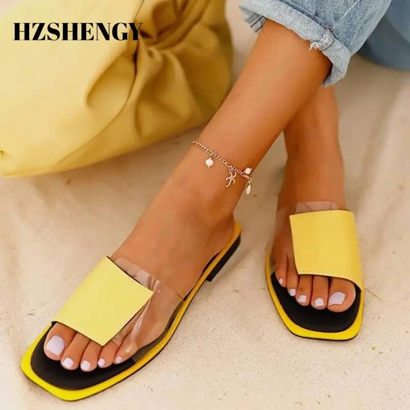 Шлепанцы женские с открытым носком повседневные сандалии на плоской подошве